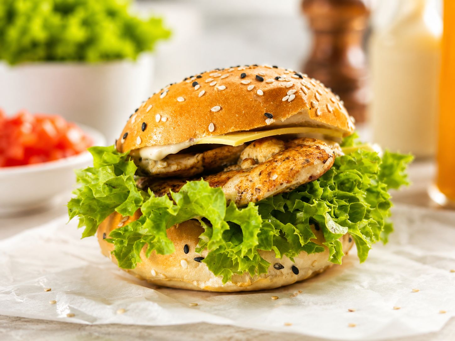 Grilled chicken burger/wrap